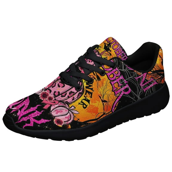 In October We Wear Pink Shoes Sneakers for Women Men Black Size 3.5