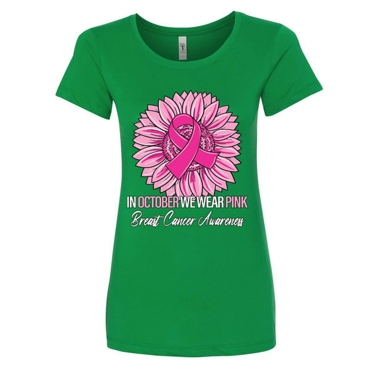 Womens In October We Wear Pink Ribbon Breast Cancer Awareness T-Shirt Womens In October We Wear Pink Ribbon Breast Cancer Awareness T-Shirt
