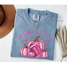 Comfort Colors Breast Cancer Awareness Shirt – In October We Wear Pink, Coquette Halloween Pink Ghost Tee, Preppy Pink Ribbon Support T-Shirt