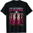 thumbnail image 1 of In October We Wear Pink Witch Shirt, Unisex Halloween Awareness T-Shirt, 1 of 4
