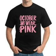 In October We Wear Ribbon Flag Breast Cancer Retro Mens T-Shirts Black