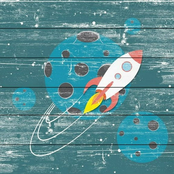 In Orbit Painting Print on White Wood