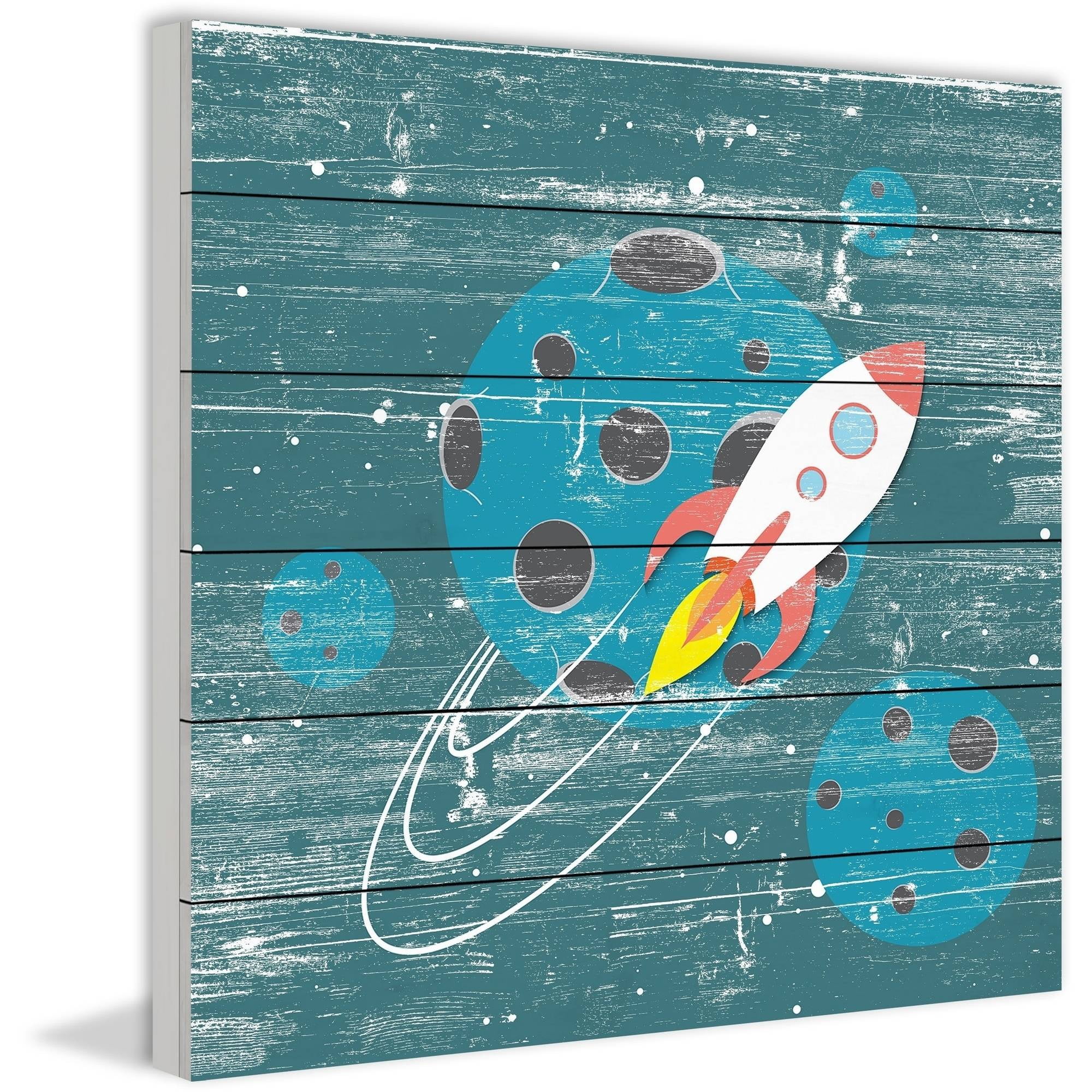 In Orbit Painting Print on White Wood