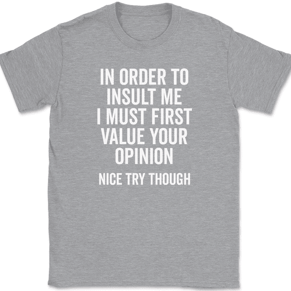 In Order To Insult Me T-Shirt Funny Rude Sarcastic Humor Text Tee - Heather Grey, XL