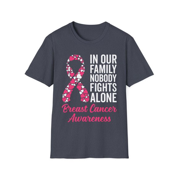 In Our Family Nobody Fights Alone Breast Cancer Awareness TShirt