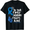 thumbnail image 1 of In Our Family Nobody Fights Alone Colon Cancer Awareness T-Shirt, 1 of 3