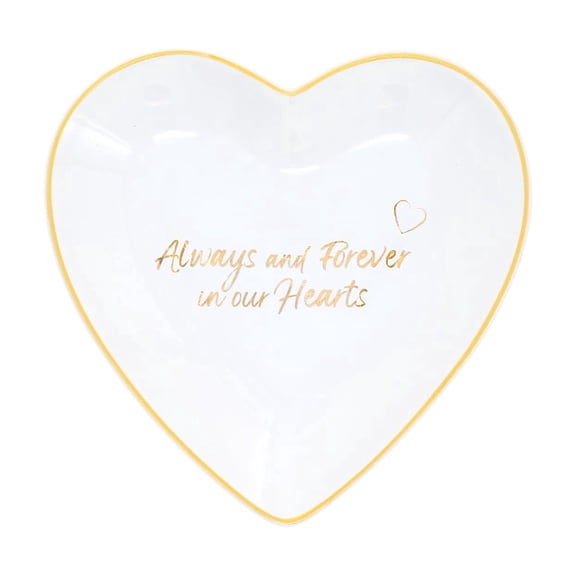Pavilion Gift Company- In Our Hearts - 4.5" x 4.5" x 0.75" Ceramic Heart Shaped Keepsake Dish Earrings Rings Bracelet Necklace Jewelry Tray Heartfelt Grieving Bereavement Memorial