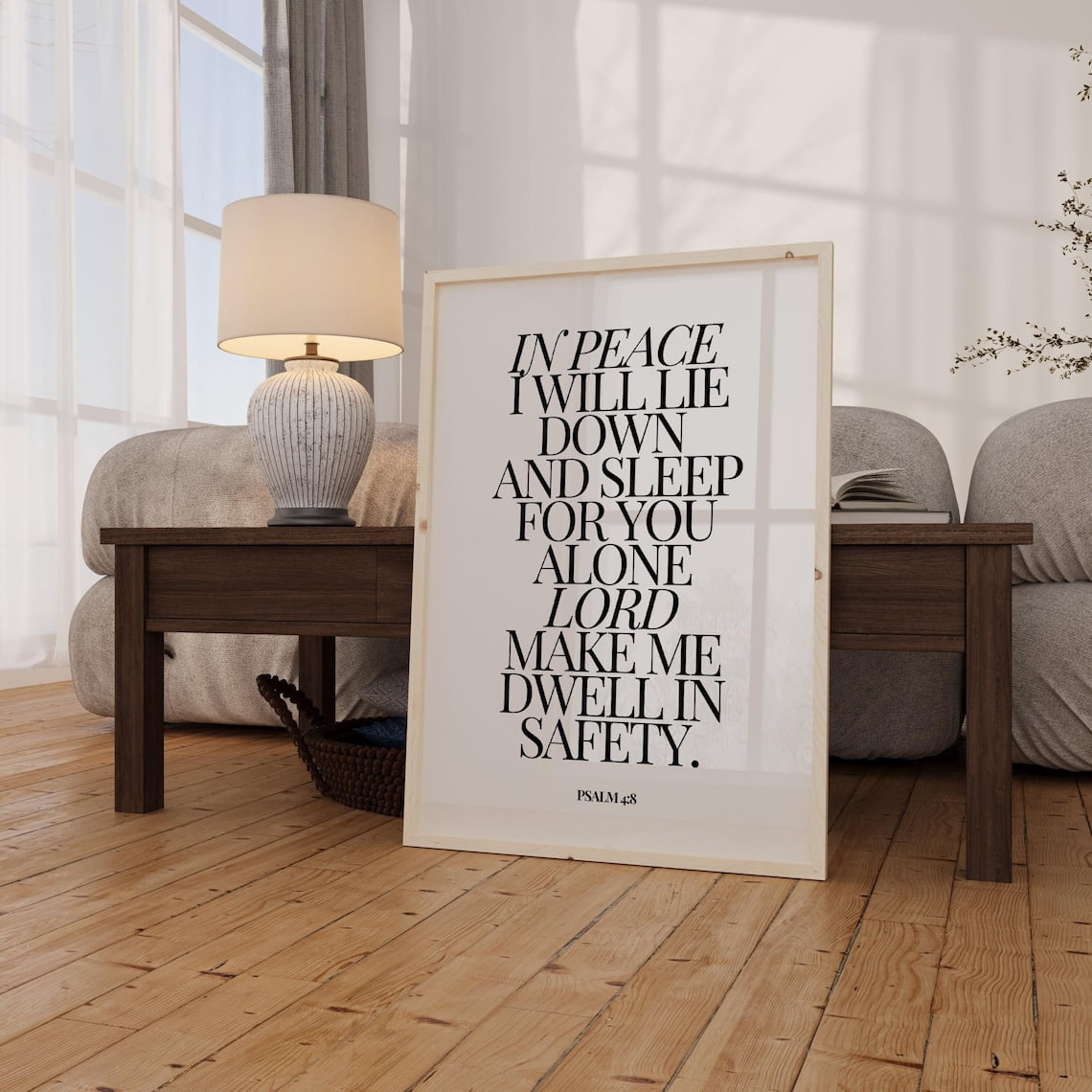 In Peace I Will Lie Down Psalm 4 8 Bible Verse Christian Minimalist ...