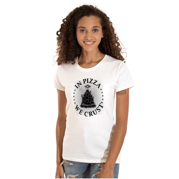 In Pizza We Crust Funny Food Pun Womens Slim Fit Graphic Tee Brisco Brands S