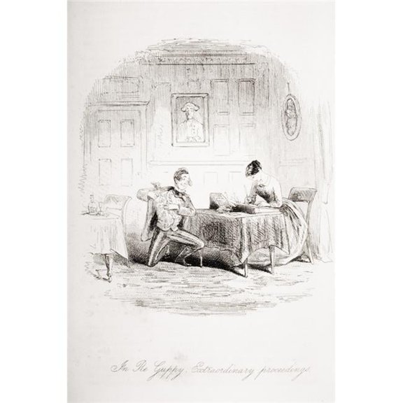 In Re Guppy. Extraordinary Proceedings Illustration by Phiz Hablot Knight Poster Print, Large - 24 x 36