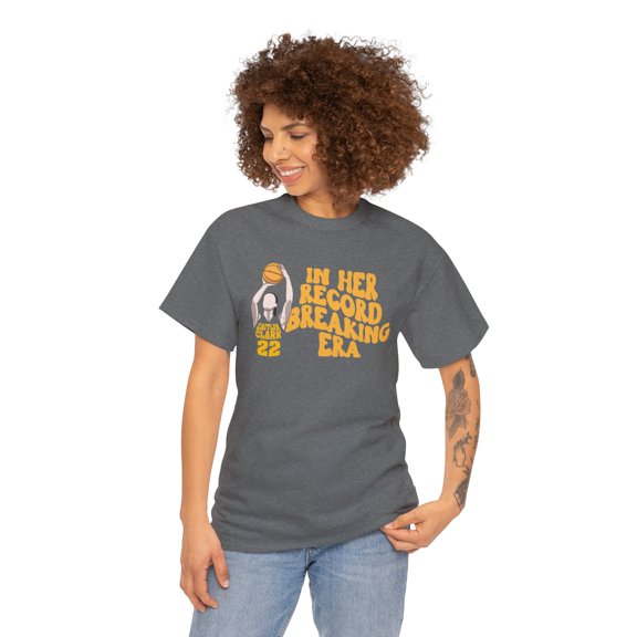 In Record Her Breaking Era Clark women's basketball fans Unisex Cotton Tee
