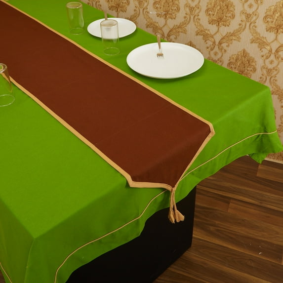 In-Sattva Home 100% Cotton Solid Table Runner and Dresser Scarves with Fringe for Family, Get-Togethers and Everyday Use; Brown; 13 X 72