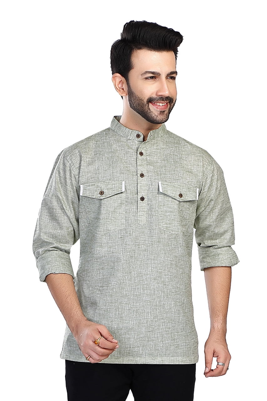 In-Sattva Men's Double-Breasted Pullover Sattva-Collar Henley Style ...