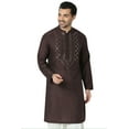 thumbnail image 1 of In-Sattva Men's Festive Rich Embellished Handcrafted Knee-Length Kurta Tunic; Forest Brown; LG, 1 of 6