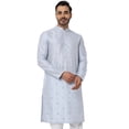 thumbnail image 1 of In-Sattva Men's Festive Rich Embellished Handcrafted Knee-Length Kurta Tunic; Pastel Blue; SM, 1 of 6