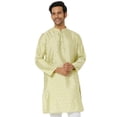 thumbnail image 1 of In-Sattva Men's Festive Rich Embellished Handcrafted Knee-Length Kurta Tunic; Sunny Pista Green; MD, 1 of 6