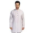 thumbnail image 1 of In-Sattva Men's Handloom Cotton Vintage Pinstriped Thigh-Length Kurta Tunic; Striped Magenta ; MD, 1 of 6