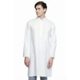 thumbnail image 1 of In-Sattva Men's Indian Banded Classic Collar Pure Cotton Long Kurta Tunic; White; XXL, 1 of 3