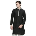 thumbnail image 1 of In-Sattva Men's Indian Embroidered Banded Collar and Placket Royal Kurta Tunic; Black, MD, 1 of 3