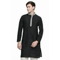 thumbnail image 1 of In-Sattva Men's Indian Embroidered Banded Collar and Placket Royal Kurta Tunic; Black; XXL, 1 of 3