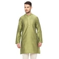 thumbnail image 1 of In-Sattva Men's Indian Embroidered Banded Collar and Placket Royal Kurta Tunic; Sage Green; SM, 1 of 3
