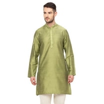 In-Sattva Men's Indian Embroidered Banded Collar and Placket Royal Kurta Tunic; Sage Green; SM