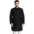 thumbnail image 1 of In-Sattva Men's Indian Mandarin Collar Handcrafted Fine Embroidered Kurta Tunic; Black ; LG, 1 of 6