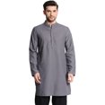 thumbnail image 1 of In-Sattva Men's Indian Mandarin Collar Handcrafted Fine Embroidered Kurta Tunic; Grey ; LG, 1 of 7