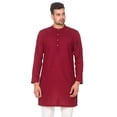 thumbnail image 1 of In-Sattva Men's Indian Mandarin Collar Handcrafted Fine Embroidered Kurta Tunic; Maroon; SM, 1 of 3
