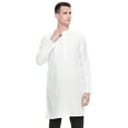 thumbnail image 1 of In-Sattva Men's Indian Mandarin Collar Handcrafted Fine Embroidered Kurta Tunic; Round White; MD, 1 of 6