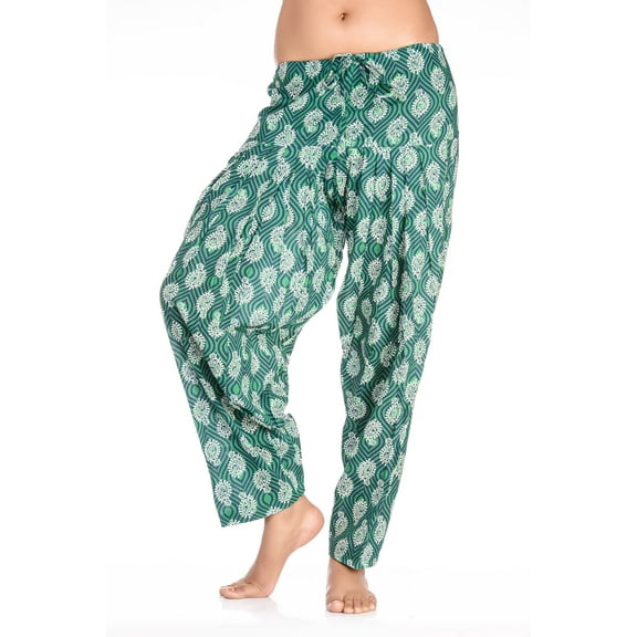 In-Sattva Women's Indian Peacock Feather Print Patiala Pants