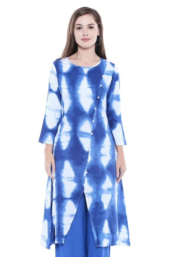 Women's Indian Summer Tie Dye Print Flared Kurta Tunic