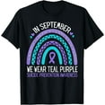 thumbnail image 1 of In September We Wear Teal Purple Ribbon Suicide Awareness T-Shirt, 1 of 2