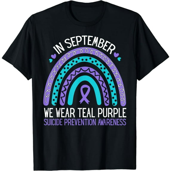 In September We Wear Teal Purple Ribbon Suicide Awareness T-Shirt