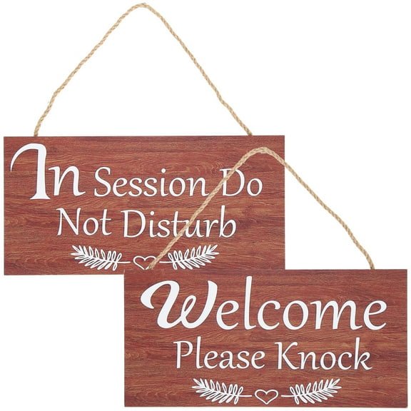 HOOWIFFY Wooden Do Not Disturb Door Hanger Sign for Office Use with Clear Lettering and Elegant Brown Finish