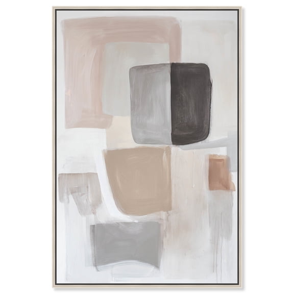 In Soft Shapes Canvas Midcentury Abstract by Art Remedy, Silver Frame, 24" x 36"