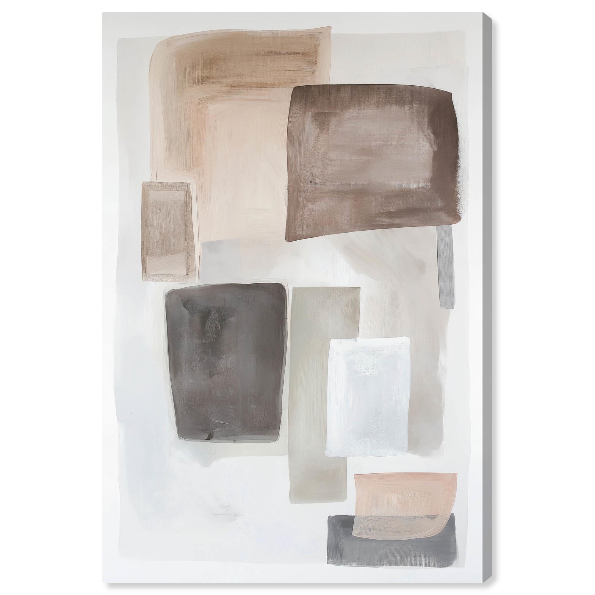 Soft Shapes II Beige and Gray Abstract Canvas Art, 10" x 15"