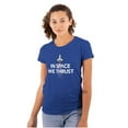 thumbnail image 1 of In Space We Trust Rocket Ship Science Womens Slim Fit Graphic Tee Brisco Brands X, 1 of 5