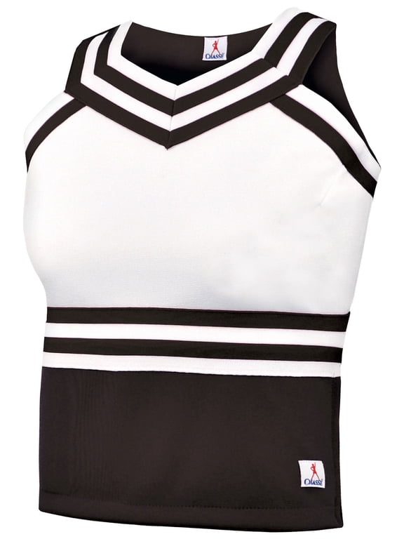 Chassé Girls' Double Knit Sweetheart Cheer Uniform Shell Top - Youth Sizes Black Youth Large
