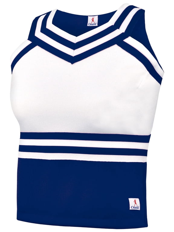 Chassé Girls' Double Knit Sweetheart Cheer Uniform Shell Top - Youth Sizes Navy Youth Small
