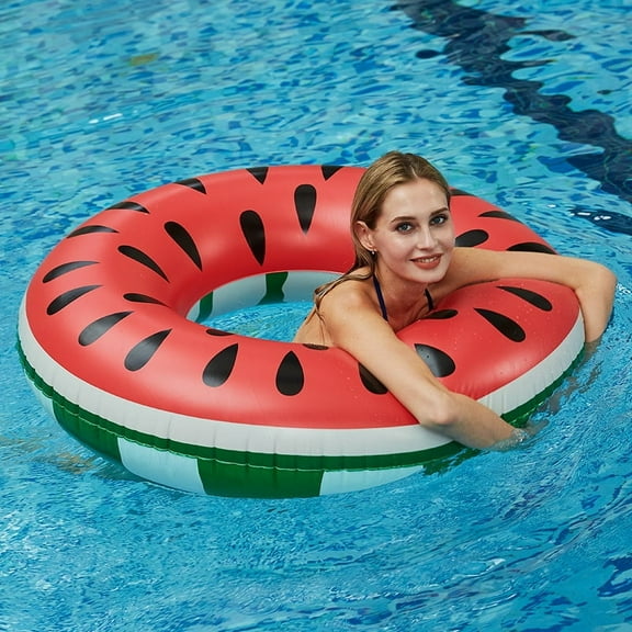 In Stock Inflatable Watermelon Swimming Ring 60-120cm Thickened Water Adult Life Buoy Swim Ring