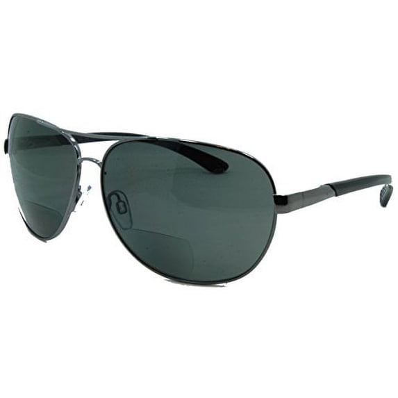 In Style Eyes C Moore Polarized Aviator Nearly Invisible Line Bifocal Sunglasses Pewter 2.50