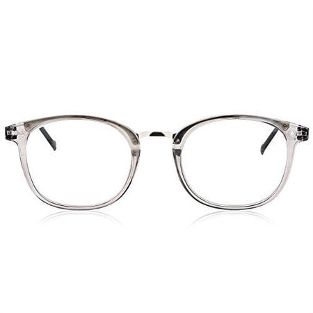 In Style Eyes Modern Oval Clear Frame Readers Clear Grey +2.00