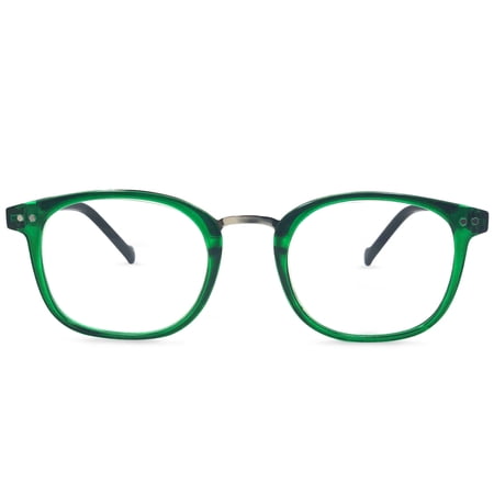 In Style Eyes Modern Oval Clear Frame Readers Emerald 3.00