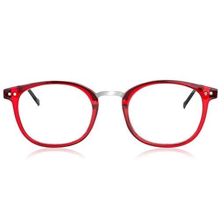 In Style Eyes Modern Oval Clear Frame Readers Red +1.00