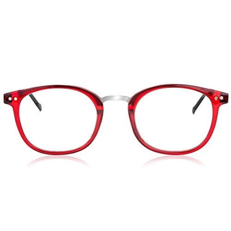 In Style Eyes Modern Oval Clear Frame Readers Red +1.50
