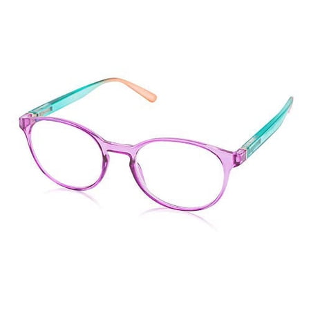 In Style Eyes Opulent Oval Clear Frame Reading Glasses Set with Case Rainbow +1.50