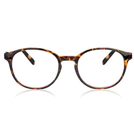 In Style Eyes Opulent Oval Clear Frame Reading Glasses Set with Case Tortoise +2.00