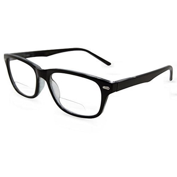 In Style Eyes Seymore Retro BiFocal Reading Glasses Clear Black 1.50