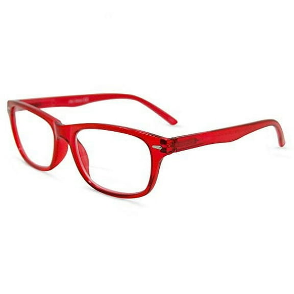 In Style Eyes Seymore Retro BiFocal Reading Glasses Clear Red 2.00